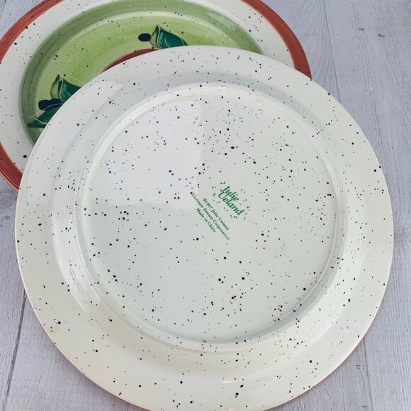 Julie Ueland 1997 FRUITS Center Rust Band Speckled Dinner Plates Set of Four - Picture 7 of 10